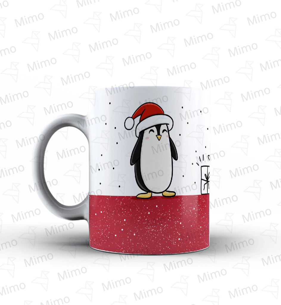 Caneca Natal - Pinguim Festivo